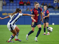 Caroline Graham Hansen and Cecilia Marcos play during the match between FC Barcelona Women and Real Sociedad Women, corresponding to week 2...