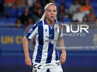 Klara Cahynova plays during the match between FC Barcelona Women and Real Sociedad Women, corresponding to week 2 of the Liga F, at the Joha...