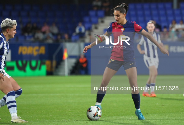 Francisca Nazareth plays during the match between FC Barcelona Women and Real Sociedad Women, corresponding to week 2 of the Liga F, at the...