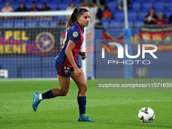 Francisca Nazareth plays during the match between FC Barcelona Women and Real Sociedad Women, corresponding to week 2 of the Liga F, at the...