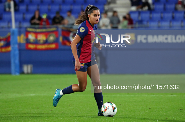 Francisca Nazareth plays during the match between FC Barcelona Women and Real Sociedad Women, corresponding to week 2 of the Liga F, at the...