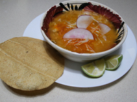 A plate of Pozole is seen on the eve of the national holidays in Mexico City, Mexico, on September 12, 2024. This dish is one of the most re...