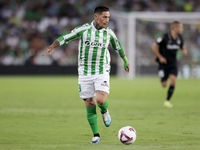 Chimy Avila of Real Betis runs with the ball during the La Liga EA Sports match between Real Betis and CD Leganes at Benito Villamarin in Se...