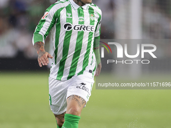 Chimy Avila of Real Betis runs with the ball during the La Liga EA Sports match between Real Betis and CD Leganes at Benito Villamarin in Se...