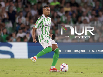 Natan Bernardo de Souza of Real Betis passes the ball during the La Liga EA Sports match between Real Betis and CD Leganes at Benito Villama...