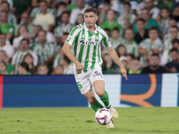 Romain Perraud of Real Betis controls the ball during the La Liga EA Sports match between Real Betis and CD Leganes at Benito Villamarin in...