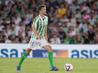 Diego Llorente of Real Betis passes the ball during the La Liga EA Sports match between Real Betis and CD Leganes at Benito Villamarin in Se...