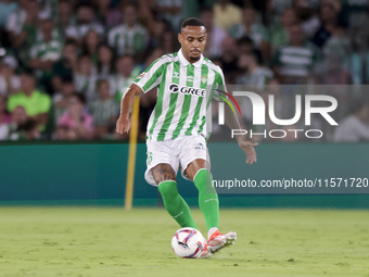 Natan Bernardo de Souza of Real Betis passes the ball during the La Liga EA Sports match between Real Betis and CD Leganes at Benito Villama...