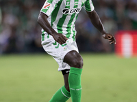 Youssouf Sabaly of Real Betis controls the ball during the La Liga EA Sports match between Real Betis and CD Leganes at Benito Villamarin in...