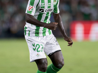 Youssouf Sabaly of Real Betis runs with the ball during the La Liga EA Sports match between Real Betis and CD Leganes at Benito Villamarin i...