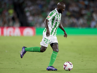 Youssouf Sabaly of Real Betis passes the ball during the La Liga EA Sports match between Real Betis and CD Leganes at Benito Villamarin in S...