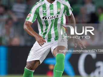 Natan Bernardo de Souza of Real Betis runs with the ball during the La Liga EA Sports match between Real Betis and CD Leganes at Benito Vill...