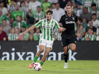 Ez Abde of Real Betis runs with the ball during the La Liga EA Sports match between Real Betis and CD Leganes at Benito Villamarin in Sevill...