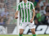 Diego Llorente of Real Betis controls the ball during the La Liga EA Sports match between Real Betis and CD Leganes at Benito Villamarin in...