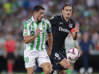 Pablo Fornals of Real Betis battles for the ball during the La Liga EA Sports match between Real Betis and CD Leganes at Benito Villamarin i...