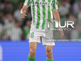 Sergi Altimira of Real Betis controls the ball during the La Liga EA Sports match between Real Betis and CD Leganes at Benito Villamarin in...