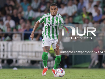 Natan Bernardo de Souza of Real Betis runs with the ball during the La Liga EA Sports match between Real Betis and CD Leganes at Benito Vill...