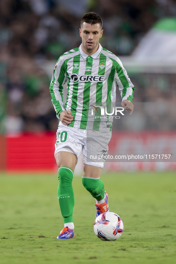 Giovani Lo Celso of Real Betis runs with the ball during the La Liga EA Sports match between Real Betis and CD Leganes at Benito Villamarin...