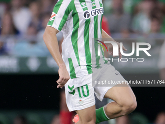 Ez Abde of Real Betis runs with the ball during the La Liga EA Sports match between Real Betis and CD Leganes at Benito Villamarin in Sevill...