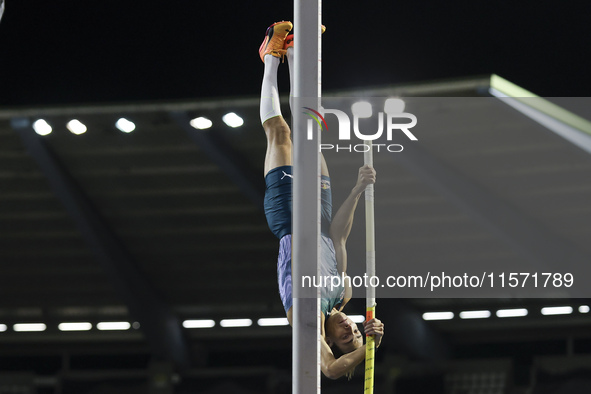 Armand Duplantis of Sweden competes in the Men's Pole Vault during the Wanda Diamond League 2024 final event, an athletics meeting. Armand G...