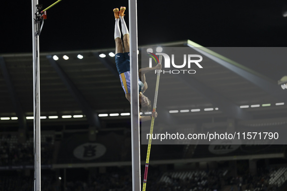 Armand Duplantis of Sweden competes in the Men's Pole Vault during the Wanda Diamond League 2024 final event, an athletics meeting. Armand G...