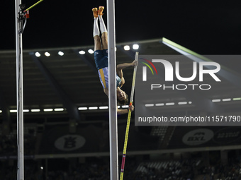 Armand Duplantis of Sweden competes in the Men's Pole Vault during the Wanda Diamond League 2024 final event, an athletics meeting. Armand G...