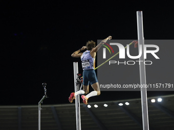 Armand Duplantis of Sweden competes in the Men's Pole Vault during the Wanda Diamond League 2024 final event, an athletics meeting. Armand G...