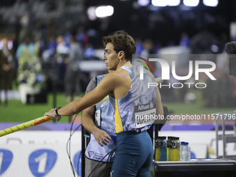 Armand Duplantis of Sweden competes in the Men's Pole Vault during the Wanda Diamond League 2024 final event, an athletics meeting. Armand G...