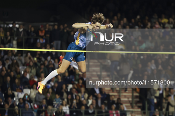 Armand Duplantis of Sweden competes in the Men's Pole Vault during the Wanda Diamond League 2024 final event, an athletics meeting. Armand G...