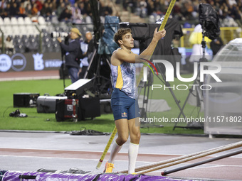 Armand Duplantis of Sweden competes in the Men's Pole Vault during the Wanda Diamond League 2024 final event, an athletics meeting. Armand G...