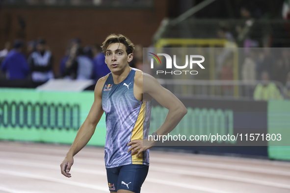 Armand Duplantis of Sweden competes in the Men's Pole Vault during the Wanda Diamond League 2024 final event, an athletics meeting. Armand G...