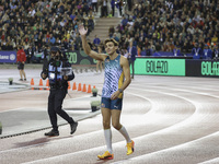 Armand Duplantis of Sweden waves as he competes in the Men's Pole Vault during the Wanda Diamond League 2024 final event, an athletics meeti...