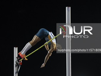 Armand Duplantis of Sweden competes in the Men's Pole Vault during the Wanda Diamond League 2024 final event, an athletics meeting. Armand G...