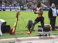 Tajay Gayle of Jamaica competes in Men's Long Jump during the Wanda Diamond League 2024 final event, an athletics meeting. The Jamaican long...