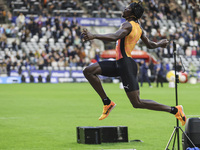 Tajay Gayle of Jamaica competes in Men's Long Jump during the Wanda Diamond League 2024 final event, an athletics meeting. The Jamaican long...