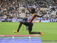 Tajay Gayle of Jamaica competes in Men's Long Jump during the Wanda Diamond League 2024 final event, an athletics meeting. The Jamaican long...