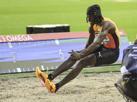 Tajay Gayle of Jamaica competes in Men's Long Jump during the Wanda Diamond League 2024 final event, an athletics meeting. The Jamaican long...