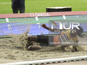 Tajay Gayle of Jamaica competes in Men's Long Jump during the Wanda Diamond League 2024 final event, an athletics meeting. The Jamaican long...