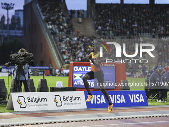 Tajay Gayle of Jamaica competes in Men's Long Jump during the Wanda Diamond League 2024 final event, an athletics meeting. The Jamaican long...