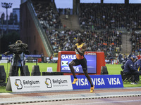 Tajay Gayle of Jamaica competes in Men's Long Jump during the Wanda Diamond League 2024 final event, an athletics meeting. The Jamaican long...