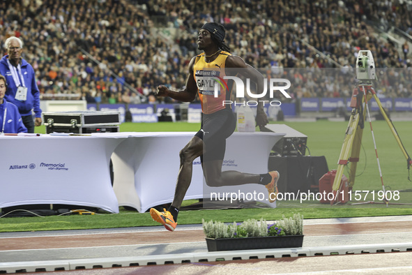 Tajay Gayle of Jamaica competes in Men's Long Jump during the Wanda Diamond League 2024 final event, an athletics meeting. The Jamaican long...