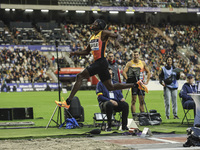 Tajay Gayle of Jamaica competes in Men's Long Jump during the Wanda Diamond League 2024 final event, an athletics meeting. The Jamaican long...