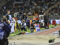 Tajay Gayle of Jamaica competes in Men's Long Jump during the Wanda Diamond League 2024 final event, an athletics meeting. The Jamaican long...