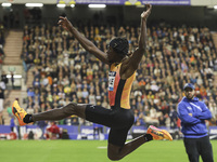 Tajay Gayle of Jamaica competes in Men's Long Jump during the Wanda Diamond League 2024 final event, an athletics meeting. The Jamaican long...