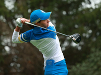 GAINESVILLE, VIRGINIA - SEPTEMBER 13: Carlota Ciganda of Team Europe plays her tee shot on the third green during Foursome Matches on Day On...