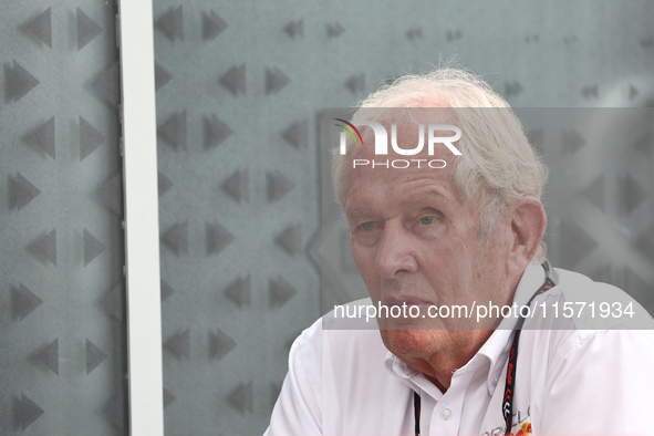 Helmut Marko before first practice ahead of the Formula 1 Grand Prix of Azerbaijan at Baku City Circuit in Baku, Azerbaijan on September 13,...