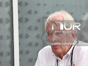 Helmut Marko before first practice ahead of the Formula 1 Grand Prix of Azerbaijan at Baku City Circuit in Baku, Azerbaijan on September 13,...