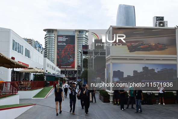 A view of the paddock before first practice ahead of the Formula 1 Grand Prix of Azerbaijan at Baku City Circuit in Baku, Azerbaijan on Sept...