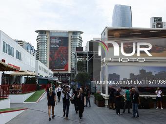 A view of the paddock before first practice ahead of the Formula 1 Grand Prix of Azerbaijan at Baku City Circuit in Baku, Azerbaijan on Sept...