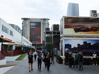 A view of the paddock before first practice ahead of the Formula 1 Grand Prix of Azerbaijan at Baku City Circuit in Baku, Azerbaijan on Sept...